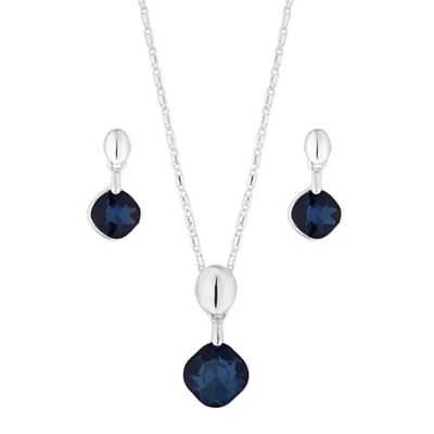 Blue crystal square jewellery set
